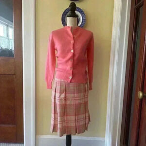 Garland | 1960's (Dead Stock) Wool/Mohair Cardigan & Plaid Wool Skirt Set